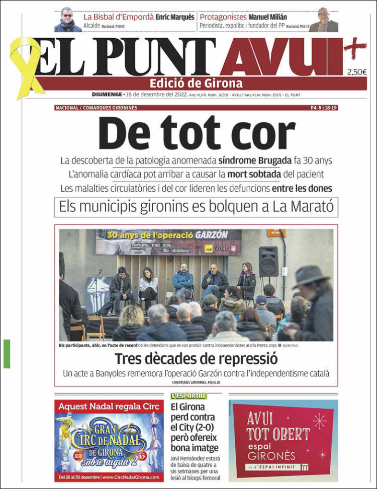 Portada de El Punt Avui - Girona (España)