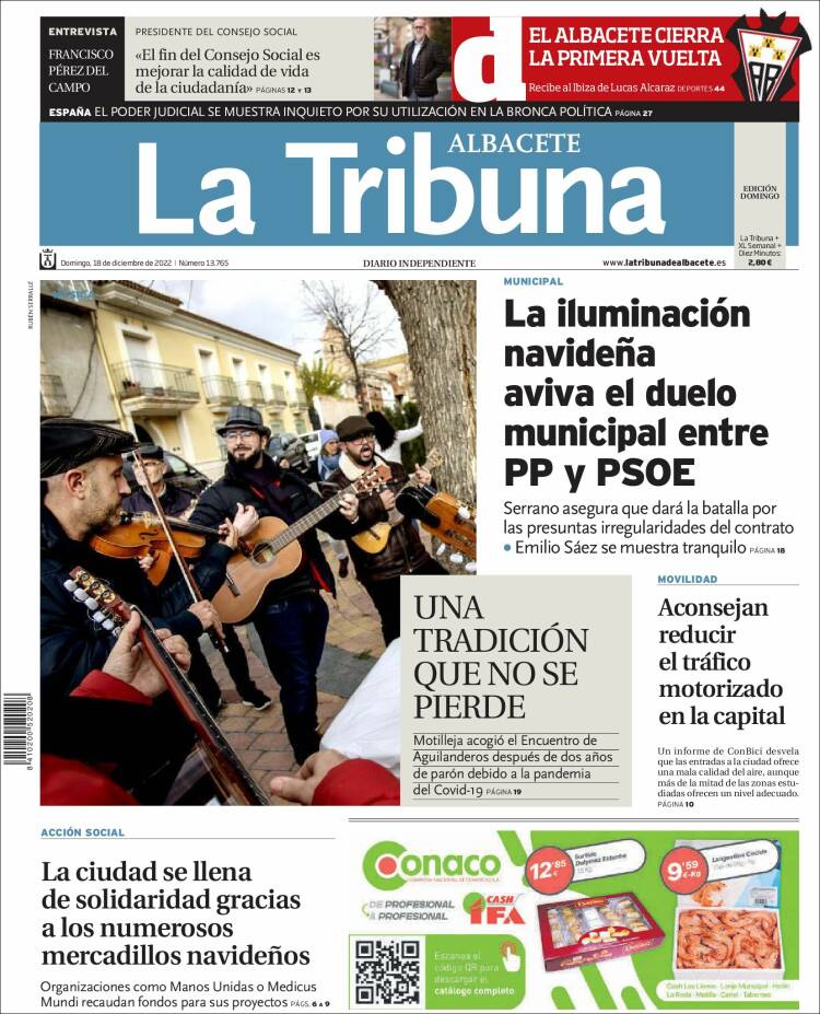 Portada de La Tribuna de Albacete (España)