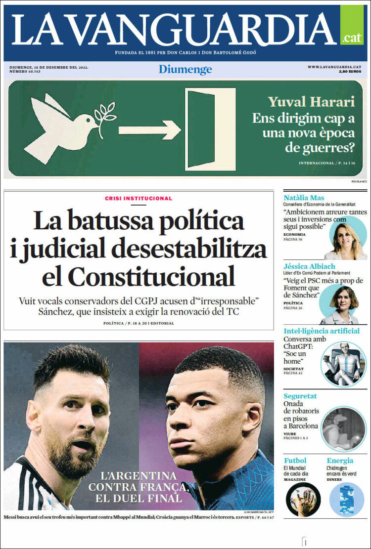 Portada de La Vanguardia (España)