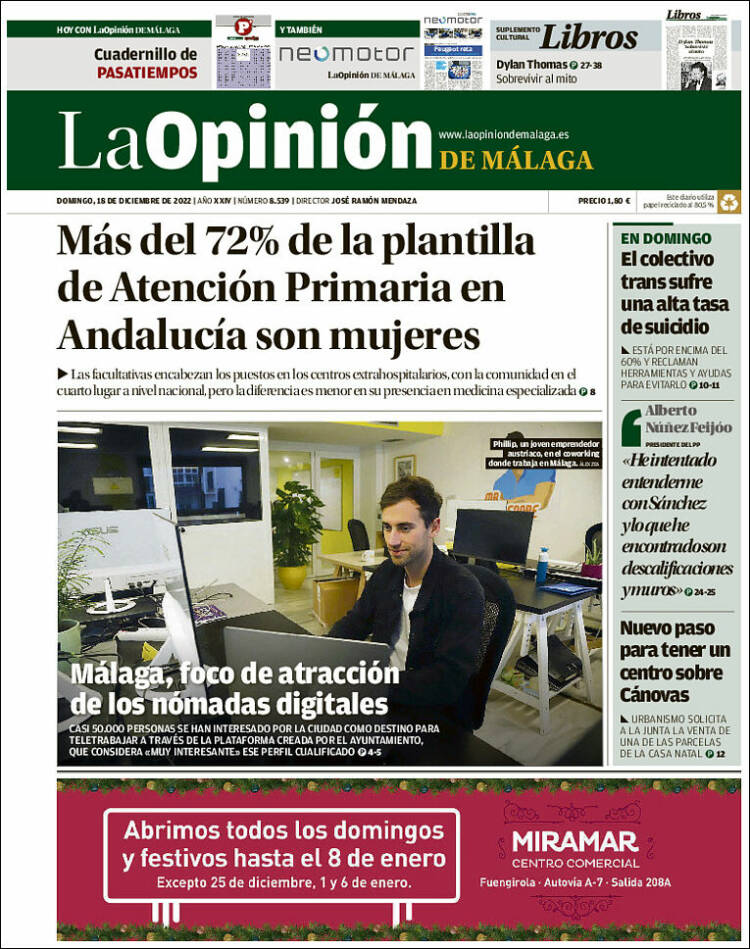 Portada de La Opinión de Málaga (España)