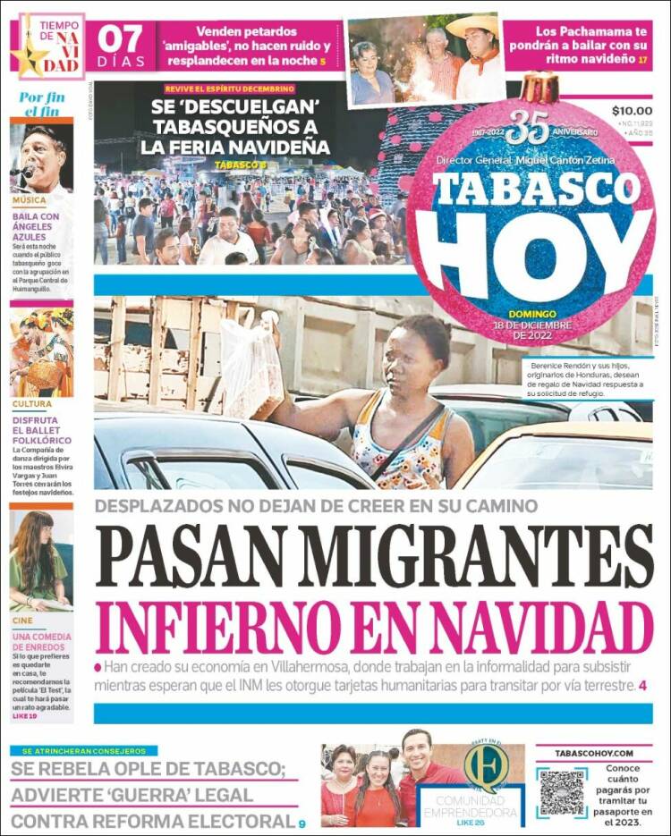 Portada de Tabasco Hoy (México)