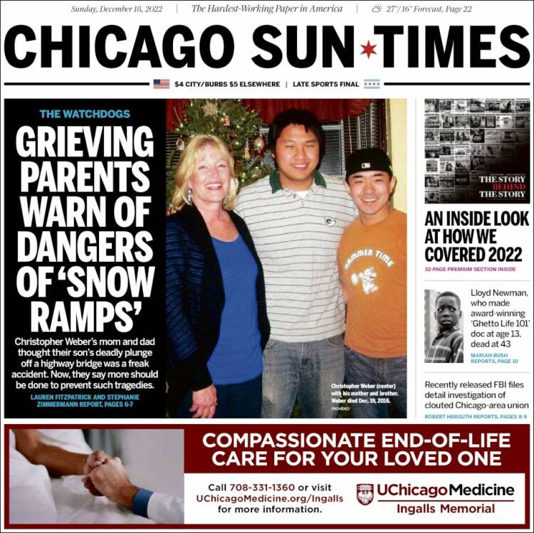 Portada de Chicago Sun-Times (USA)