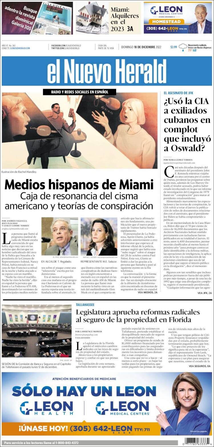 Portada de El Nuevo Herald (USA)