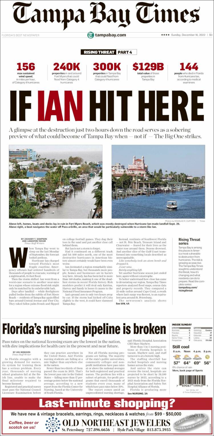 Portada de Tampa Bay Times (USA)