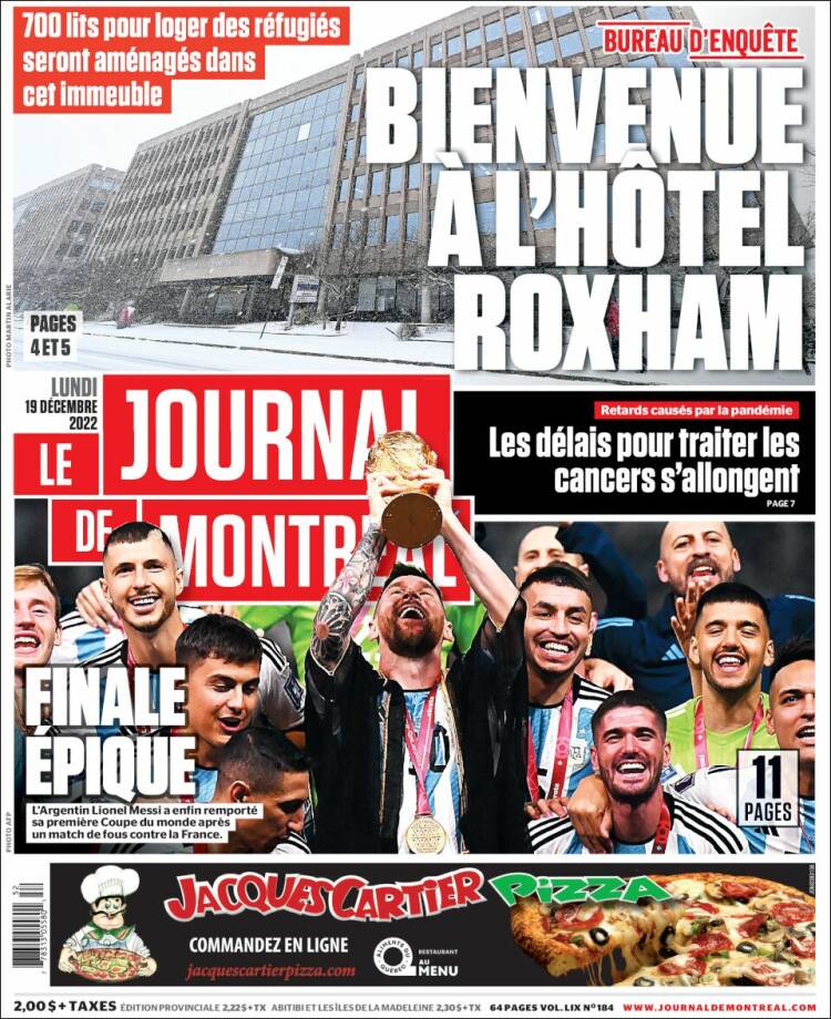 Portada de Le Journal de Montréal (Canada)