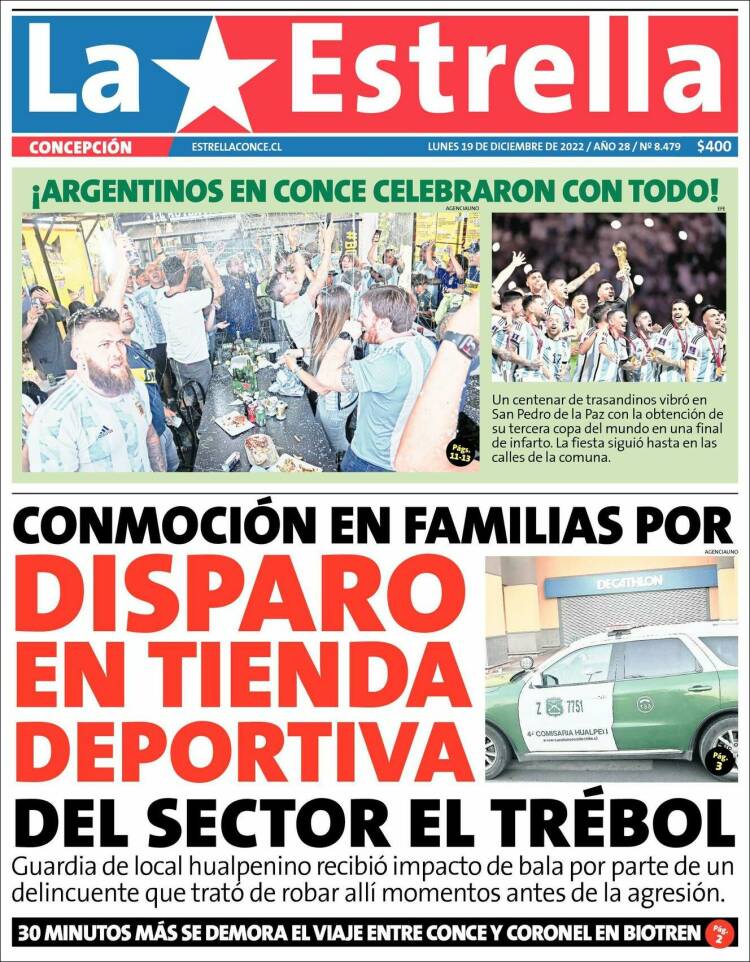 Portada de La Estrella de Concepción (Chile)