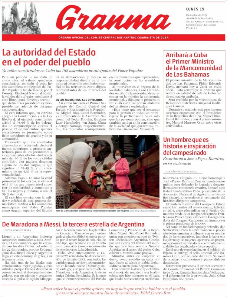 Portada de Granma (Cuba)