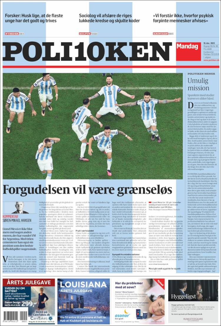 Portada de Politiken (Dinamarca)