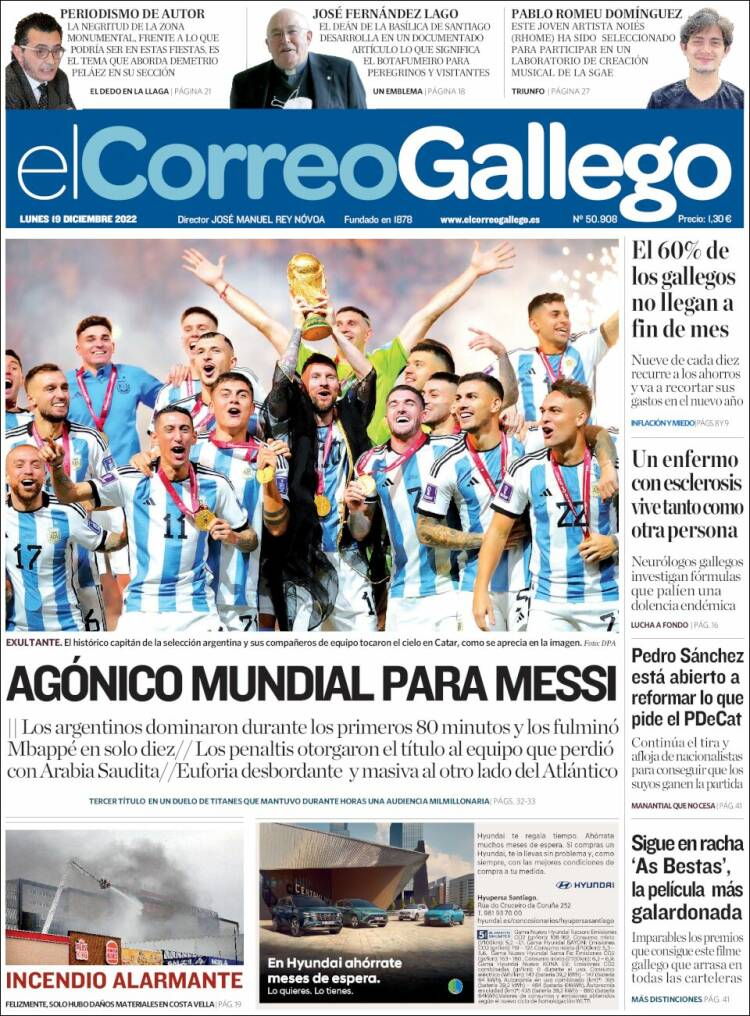 Portada de El Correo Gallego (Espagne)