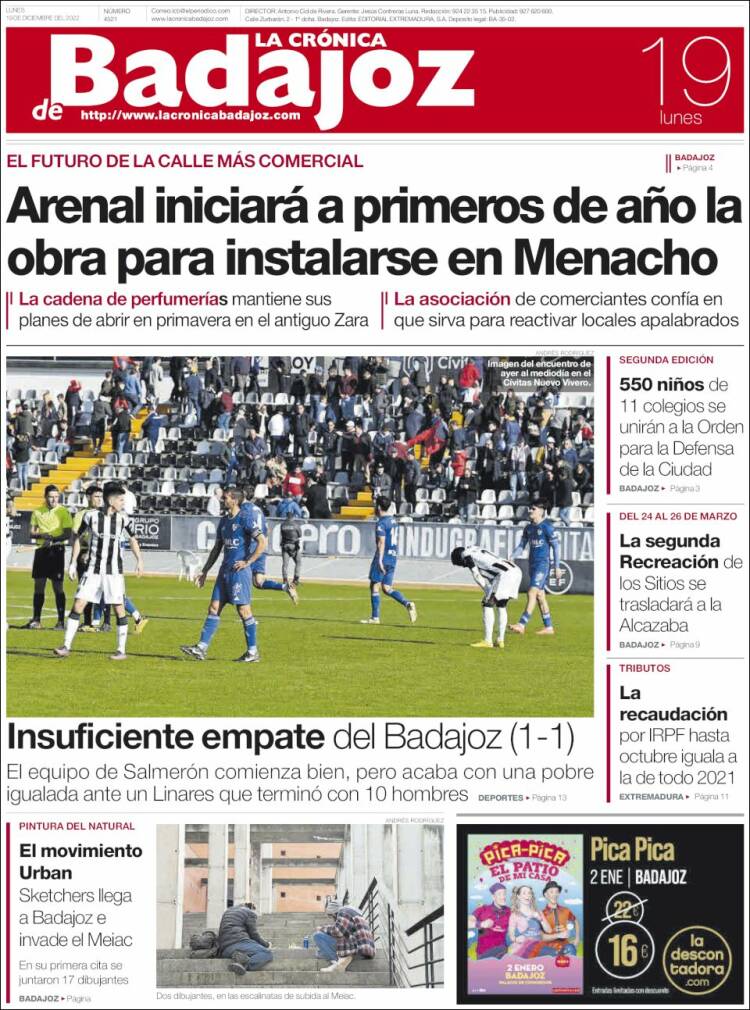 Portada de La Crónica de Badajoz (Espagne)