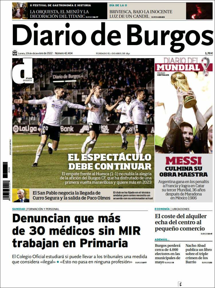 Portada de Diario de Burgos (Espagne)