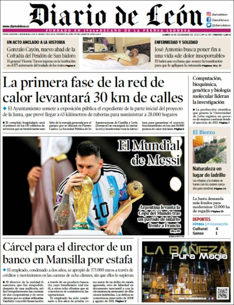 Portada de Diario de León (Espagne)