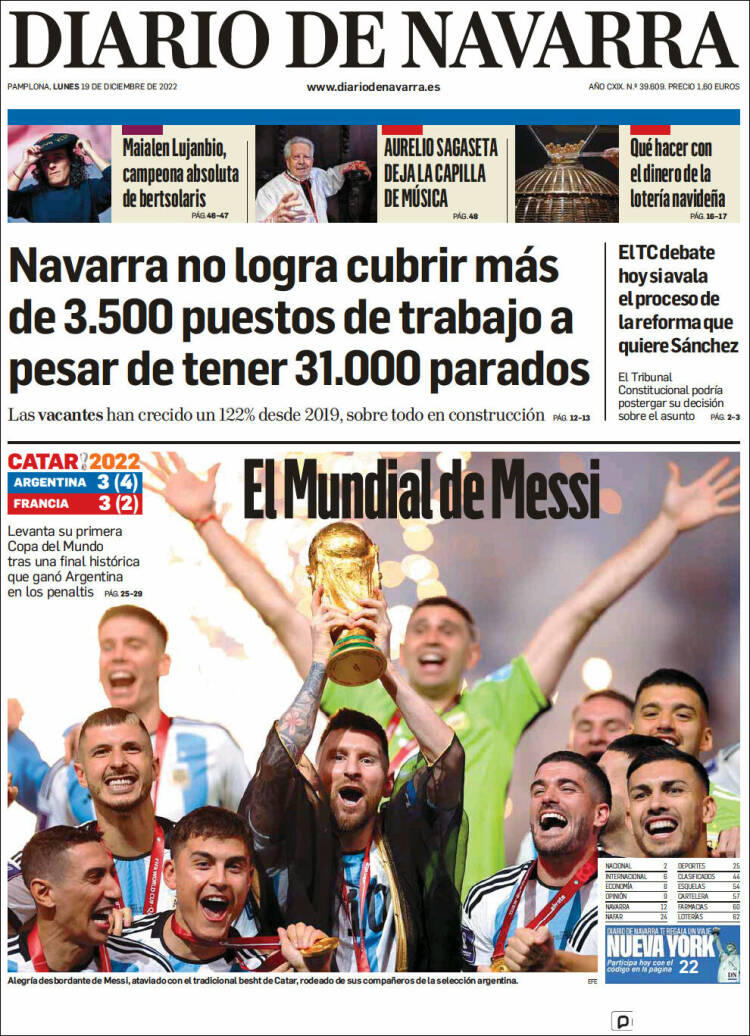 Portada de Diario de Navarra (Espagne)