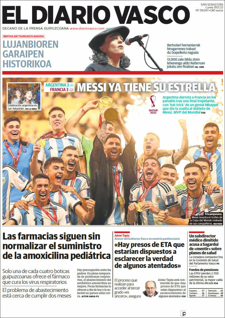 Portada de Diario Vasco (Espagne)