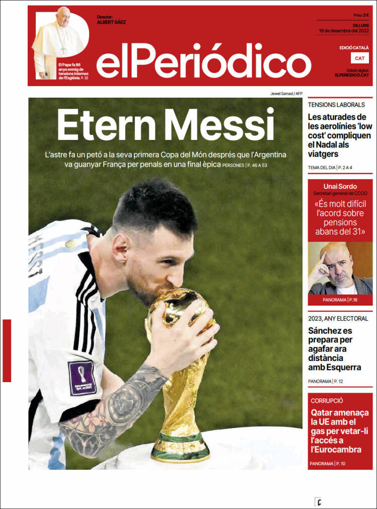 Portada de El Periódico de Catalunya (Espagne)