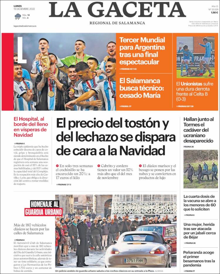 Portada de La Gaceta de Salamanca (España)