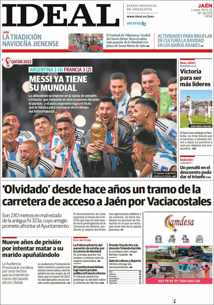 Portada de El Ideal de Jaén (Espagne)