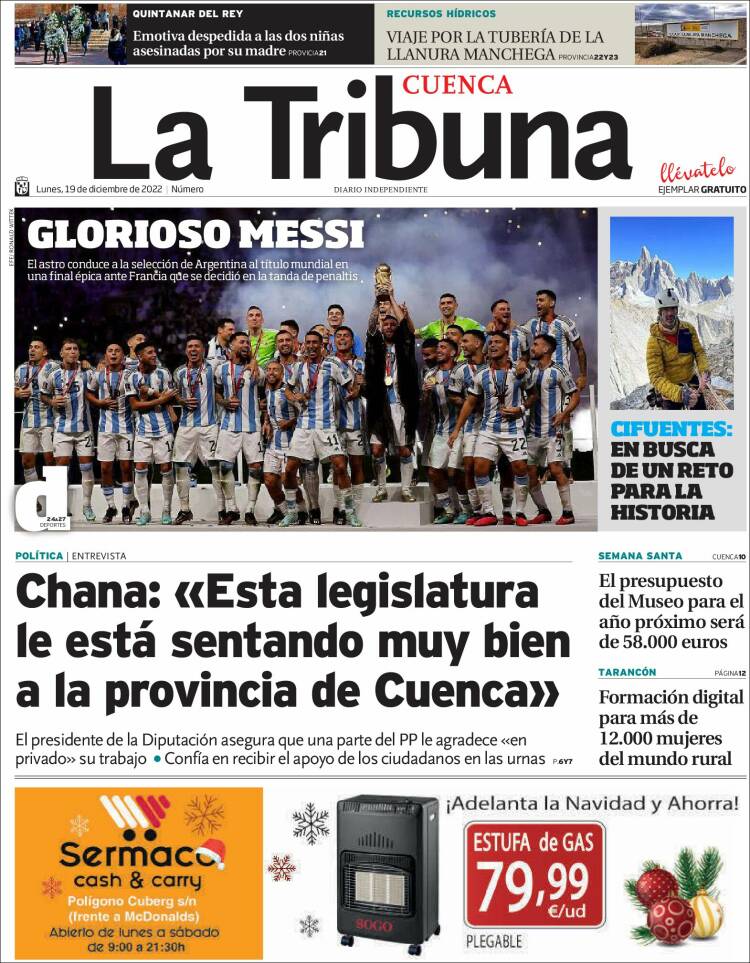 Portada de La Tribuna de Cuenca (Espagne)