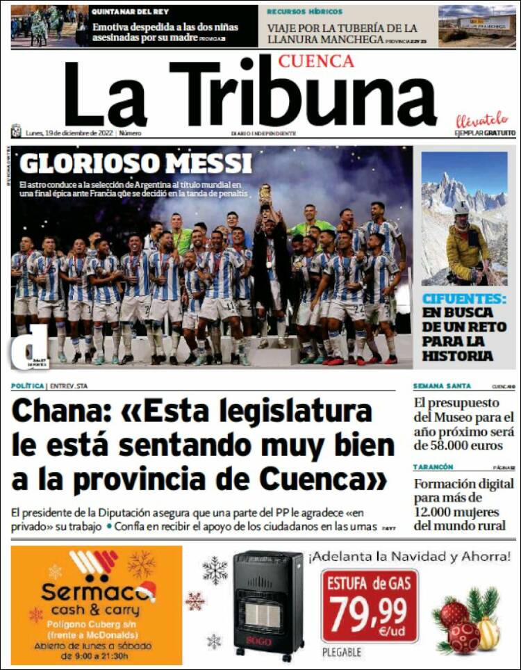 Portada de La Tribuna de Cuenca (Espagne)