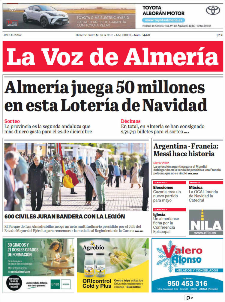 Portada de La Voz de Almería (Espagne)