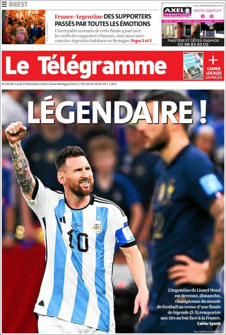 Portada de Télégramme (Francia)