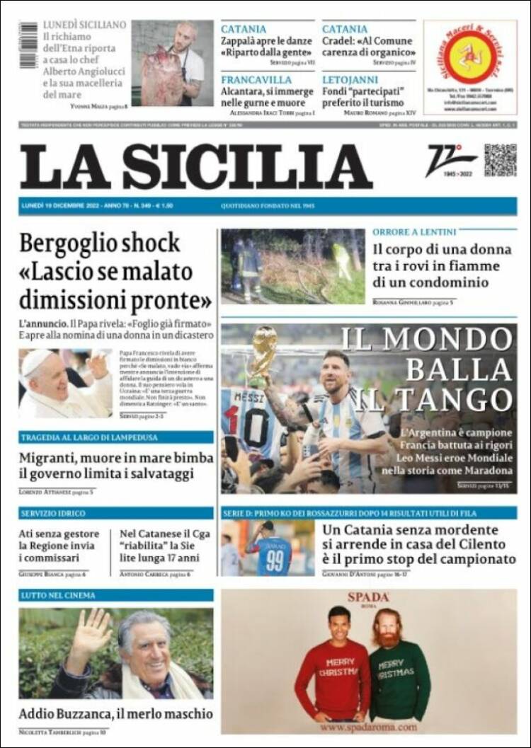 Portada de La Sicilia (Italy)