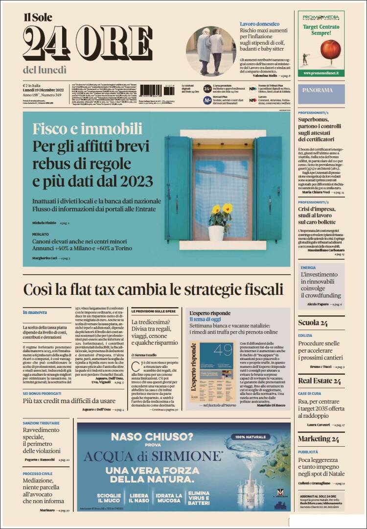 Portada de Il Sole 24 ORE (Italia)