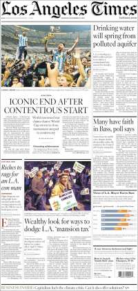 Portada de Los Angeles Times (USA)