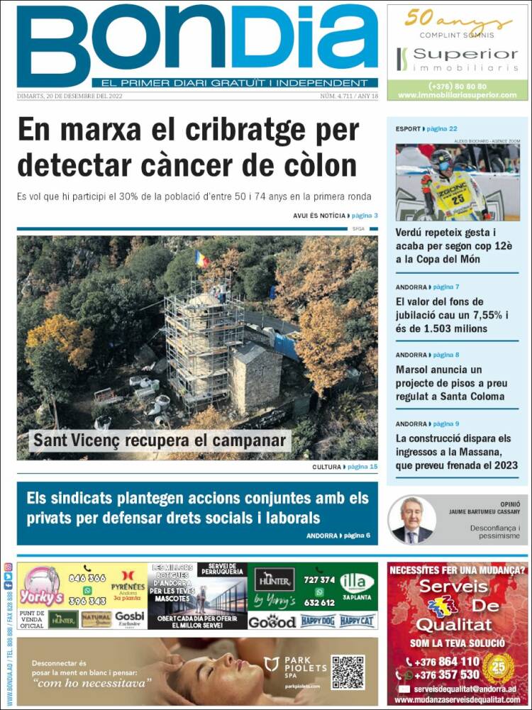 Portada de Diari Bondia (Andorra)
