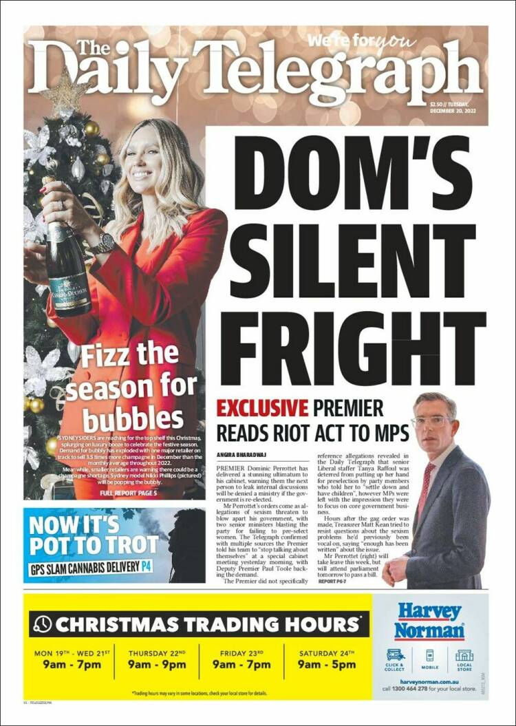 Portada de The Daily Telegraph (Australia)