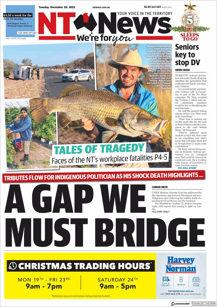 Portada de Northern Territory News (Australia)