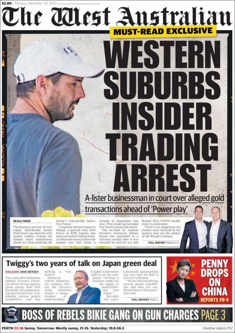 Portada de The West Australian (Australia)