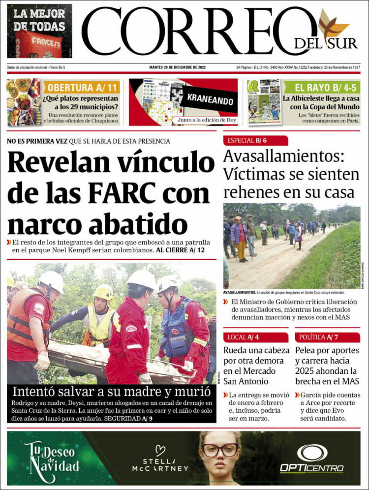 Portada de Correo Sur (Bolivia)