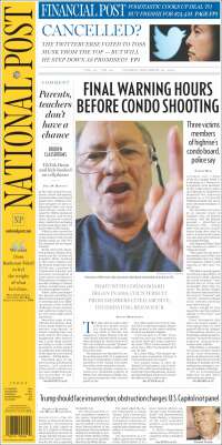 Portada de The National Post (Canada)