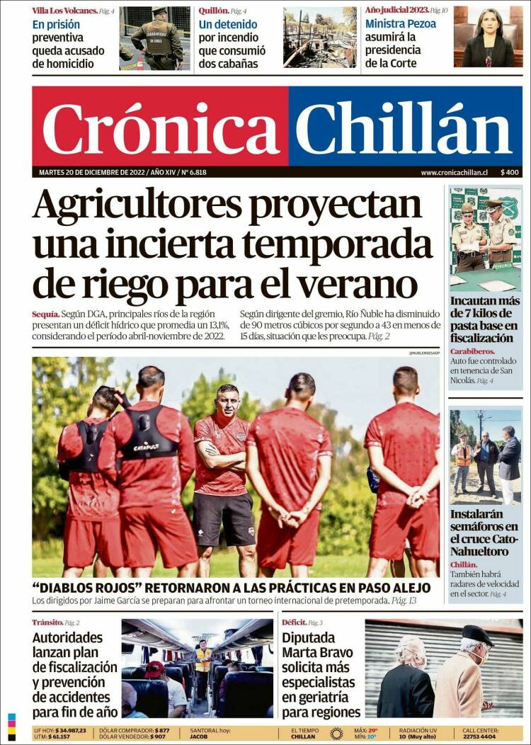 Portada de Crónica Chillán (Chile)