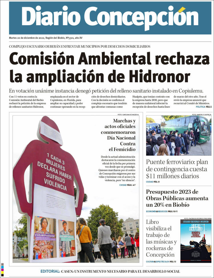 Portada de Diario de Concepción (Chile)