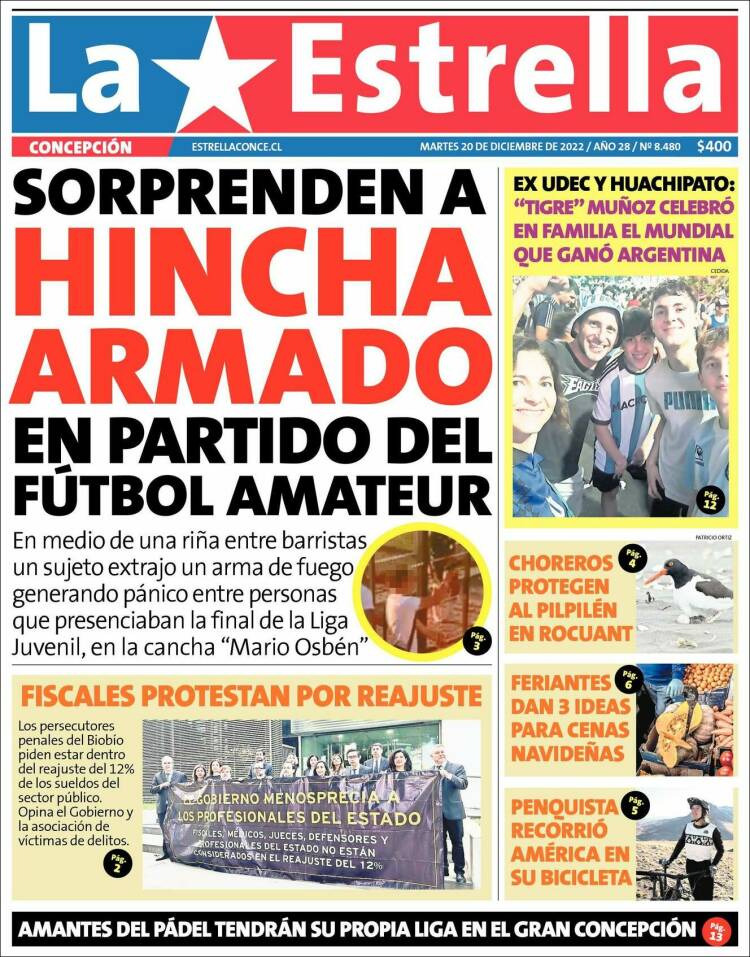 Portada de La Estrella de Concepción (Chile)