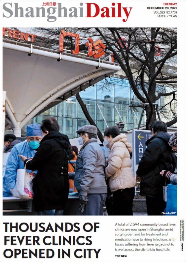 Portada de Shanghai Daily (China)