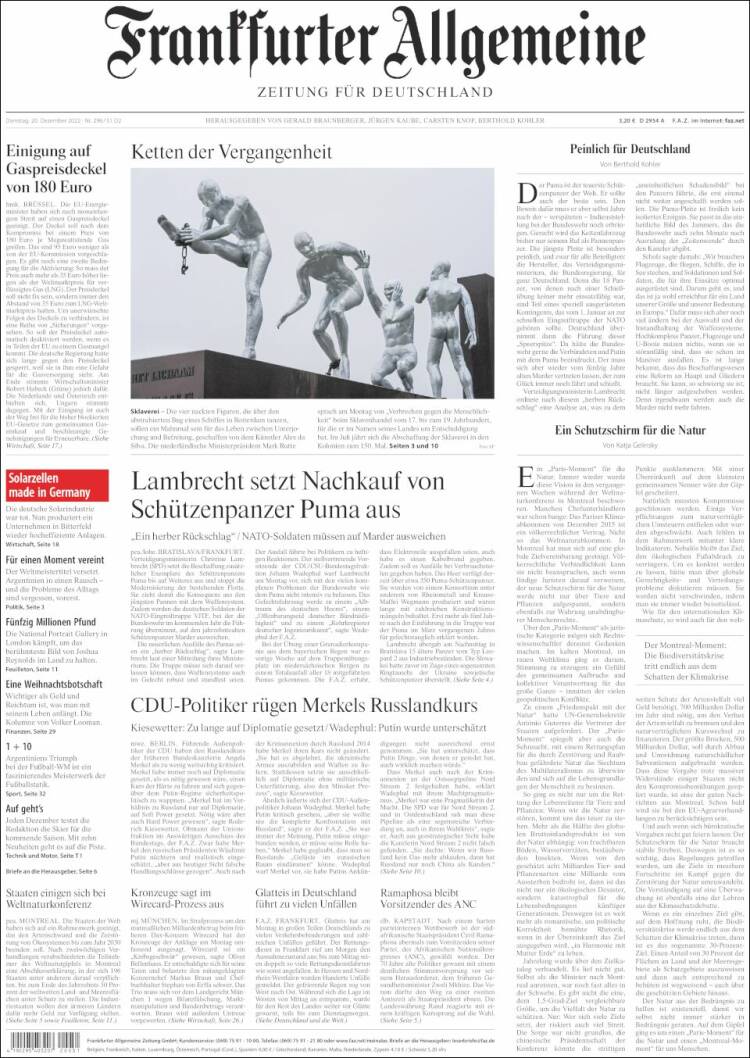 Portada de Frankfurter Allgemeine (Alemania)
