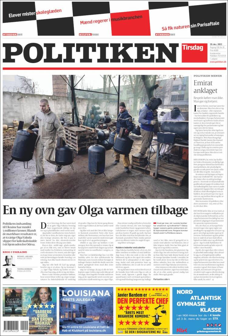 Portada de Politiken (Danemark)