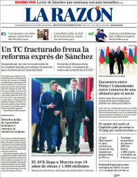 Portada de La Razón (Espa&ntilde;a)