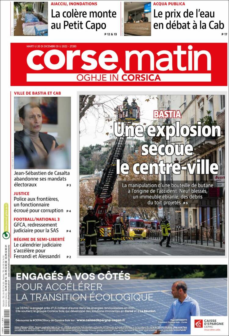 Portada de Corse-Matin (France)