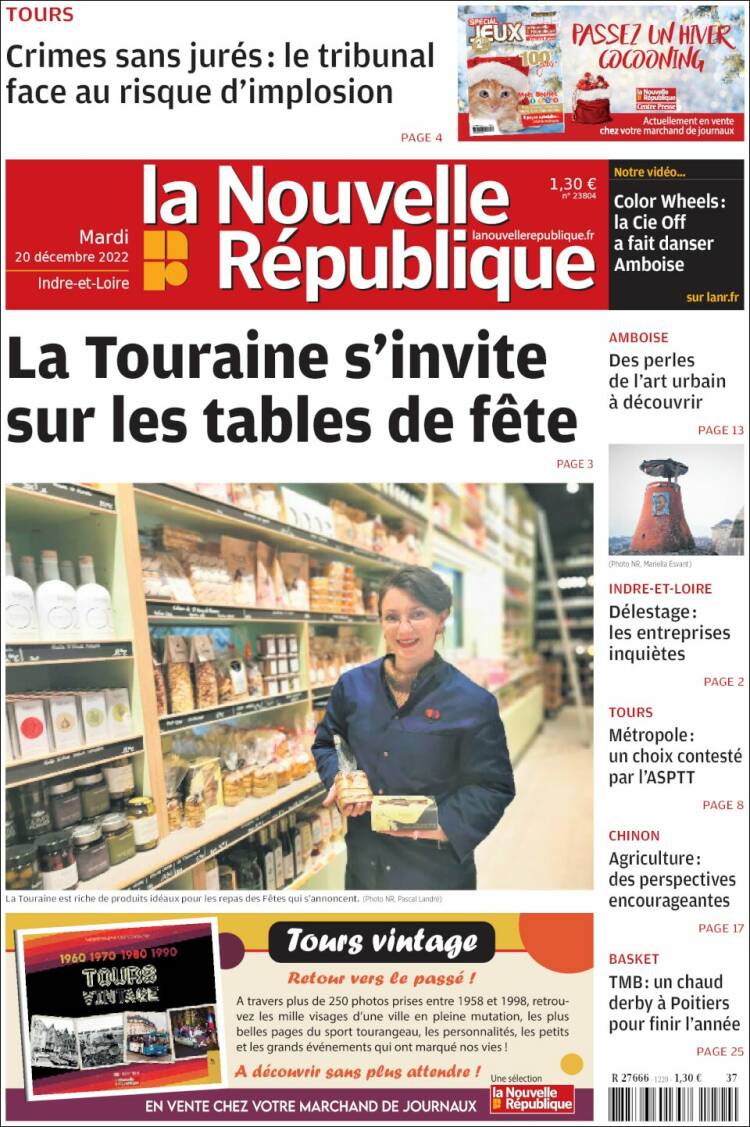 Portada de La Nouvelle Republique (France)