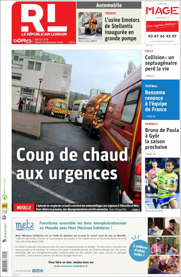 Portada de Le Republicain Lorrain (France)