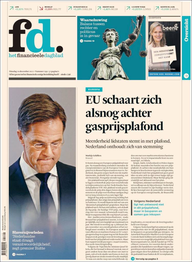 Portada de Het Financieele Dagblad (Pa&iacute;ses Bajos)