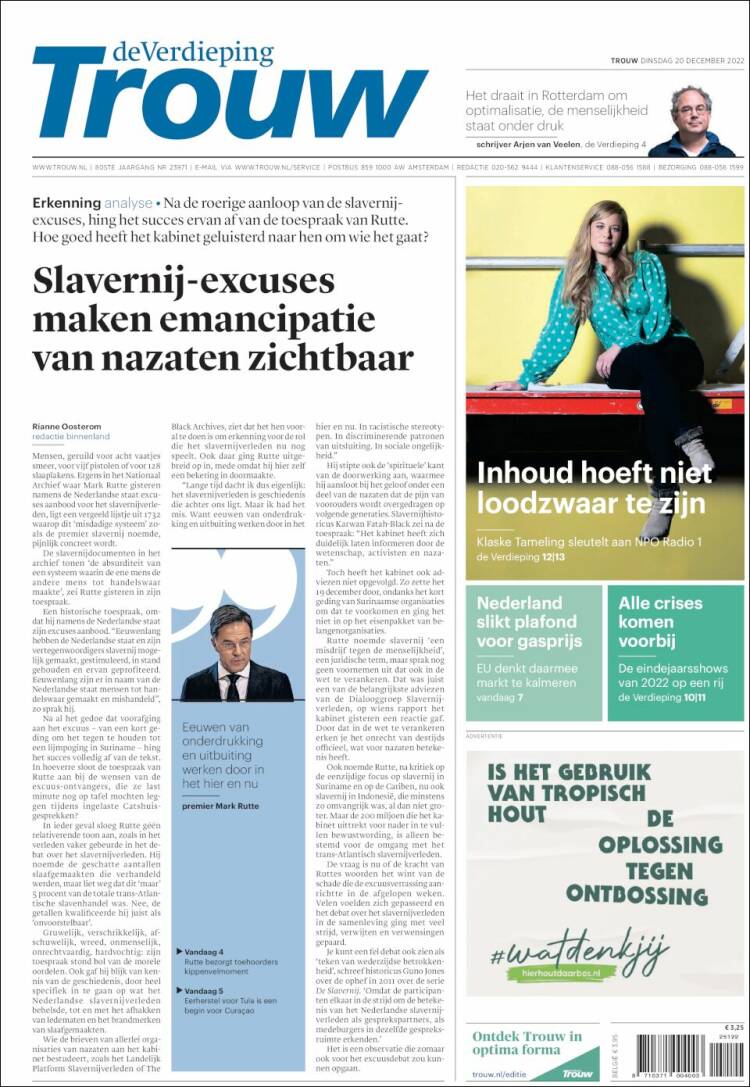 Portada de Trouw (Pa&iacute;ses Bajos)