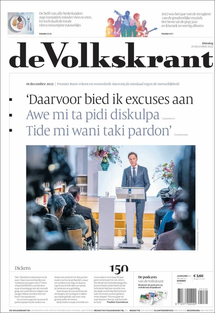 Portada de De Volkskrant (Pa&iacute;ses Bajos)