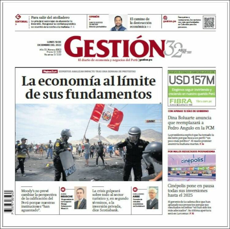 Portada de Diario Gestión (Perú)