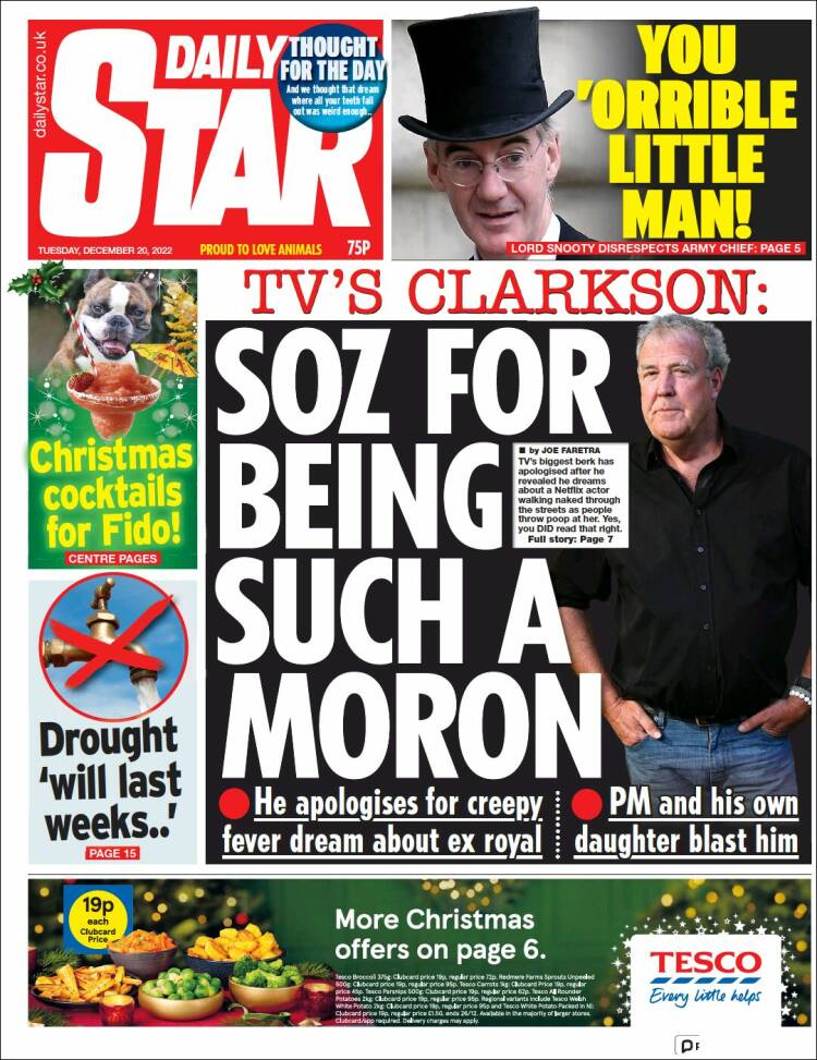 Portada de Daily Star (Reino Unido)