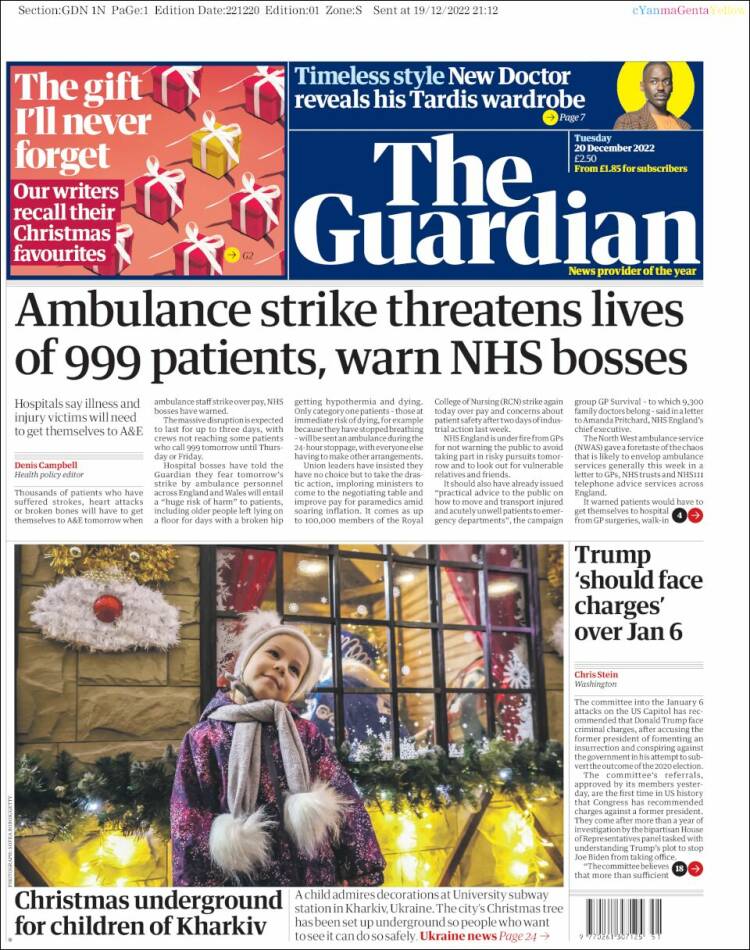 Portada de The Guardian (United Kingdom)